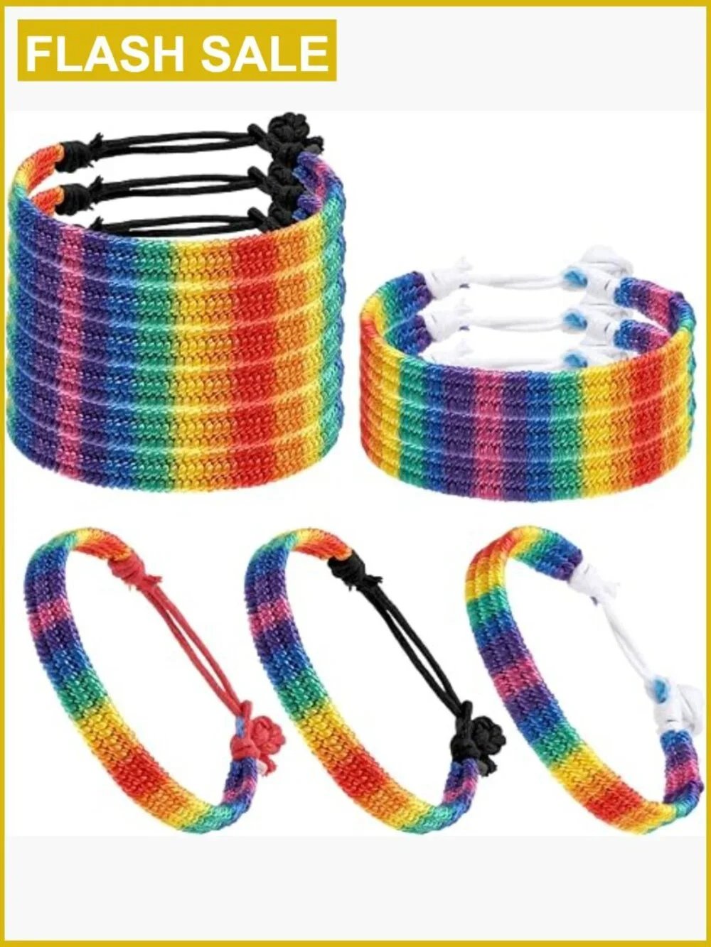 12-Pack Adjustable Woven Friendship Bracelets Pride Inclusion